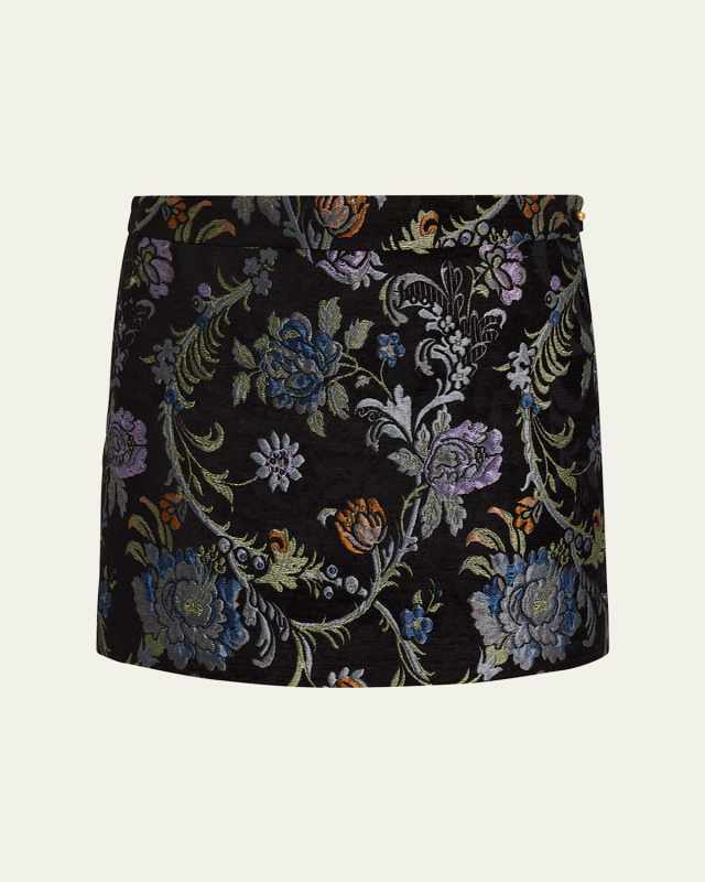 Floral Tapestry Mini Skirt